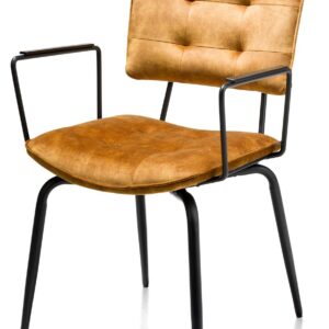 Eetkamerstoel Manou okergeel met armleuning