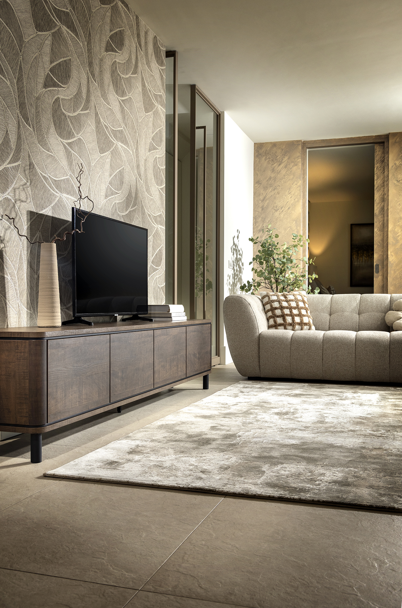 Tv-dressoir Cornwall 4 kleppen 236cm dark mango - Afbeelding 6